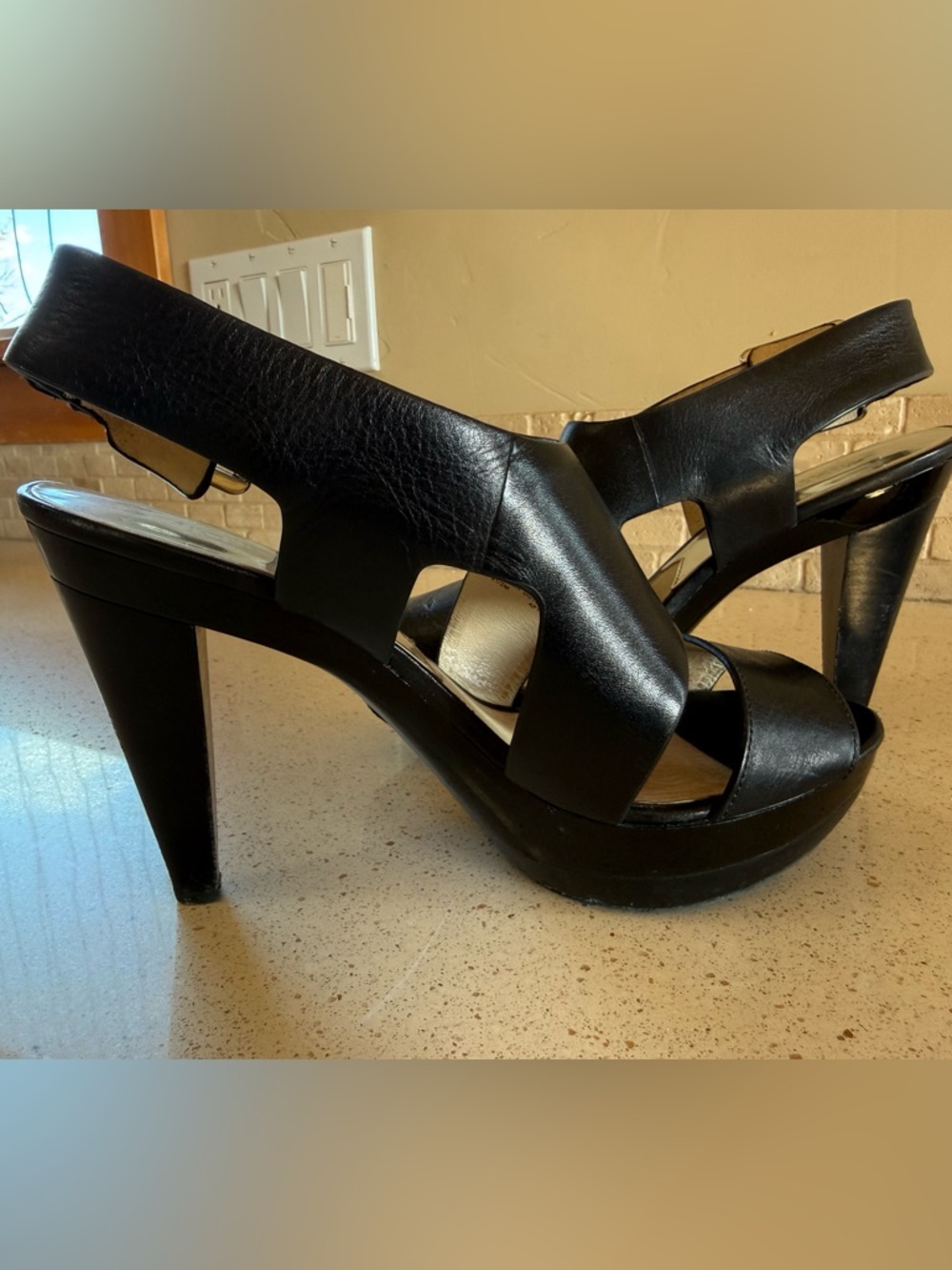 MICHAEL Michael Kors Black Leather Platform Sandals